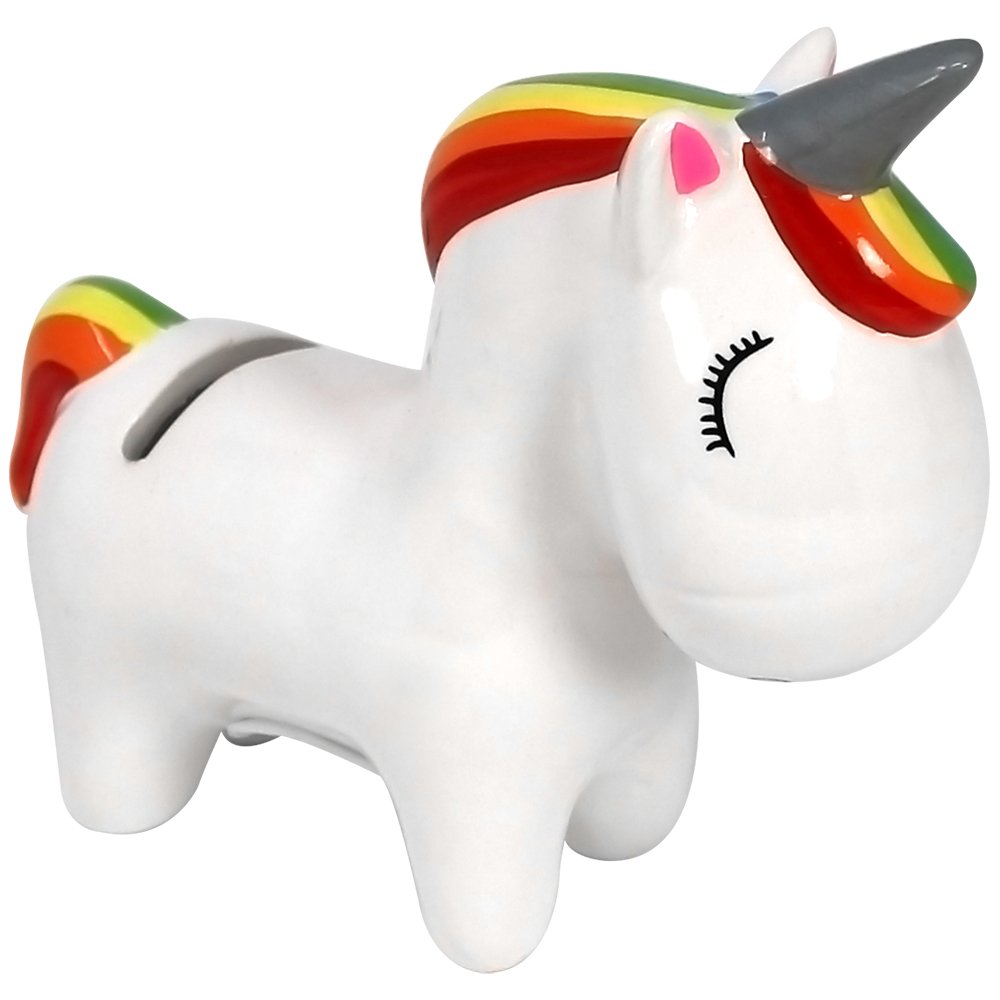 Tirelire en céramique Licorne Magique com-four® 2 pièces avec Fermeture en Caoutchouc