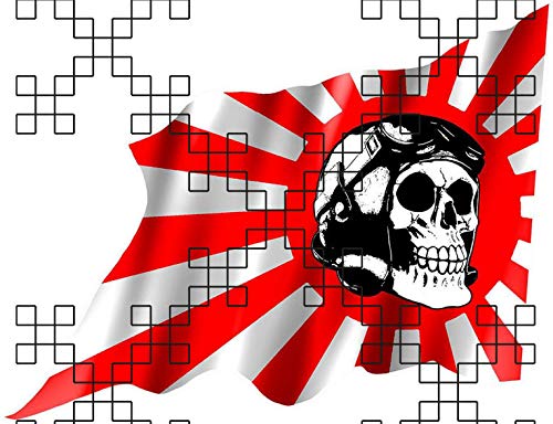 ZEROPOINT-SHOP #519-1 - Adhesivo con diseño de Bandera de Japón con Calavera de piloto, 9,5 x 6 cm con Corte de Contorno, Resistente a los Rayos UV