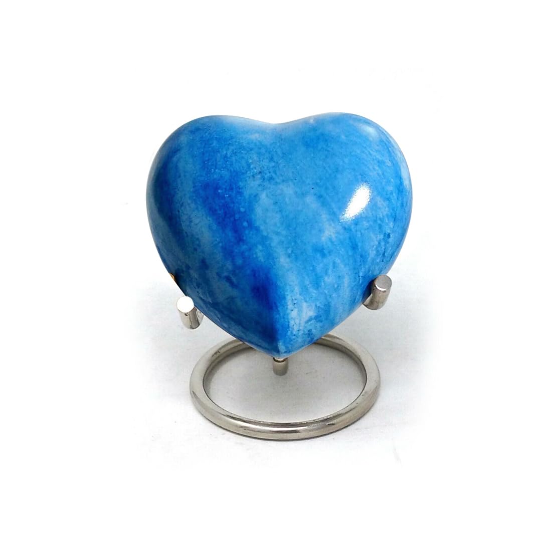Well Blessed Small Brass Made Heart Keepsake Cremation Urn For Ashes (Blue)