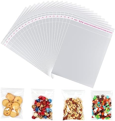 Clear Bags Cellophane Bags, 300pcs 5X7 Inches Self Seal Clear Sweet Bags Small Cookie