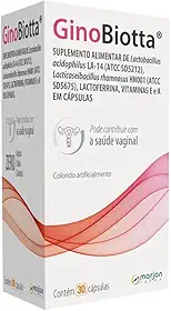 GinoBiotta, Suplemento Probiótico com Lactobacillus, Lactoferrina e Vitaminas para Saúde Vaginal, 30 Cápsulas