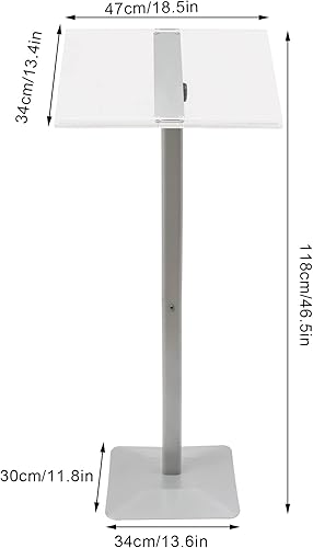 Miniatura 8 de LOYALHEARTDY Soporte de podio acrílico, podio de hablar de pie en el suelo, ángulo de 30-90, ajustable, para conferencia, podio, cuerpo y base de