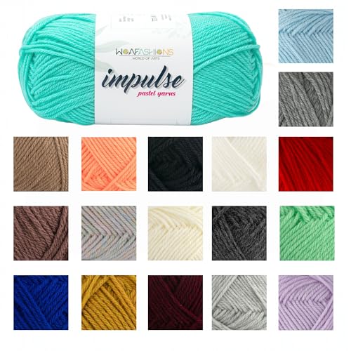 Image of WOAFashions Impulse Hand Knitting & Crochet Yarn, Premium Acrylic, 4 : Medium (Aqua) (3x100gms / 3.5oz / 200mtr / 218yds)