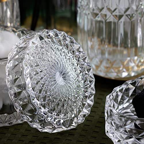 EMPO 6PCS Bathroom Clear Glass Accessories Set (Lotion Soap Dispenser, Soap Dish, Toothbrush Holder, Tumbler, Cotton Swab Jar), Contemporary Modern Decor Crystal Vintage Gift (6pcs Clear) by EMPO - Image 4