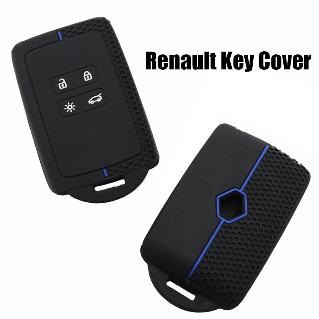 HooRLZ Cover chiave Renault, compatibile per Renault Auto Traffic Captur Arkana Clio Kadjar Koleos Megane Spazio Master Scenic Dacia, Cover Chiave Auto in Silicone - 4 Pulsanti, Nero