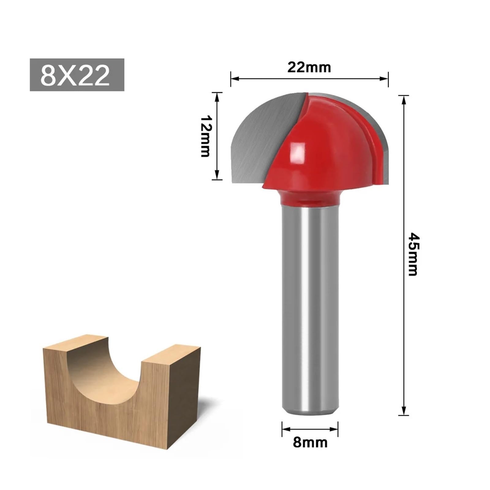 1/5 sztuk 8mm Shank narzędzia CNC węglika spiekanego okrągłe bity Cove rdzeń routera Bit frez kulowy do obróbki drewna(5 Pcs 8mm Set)