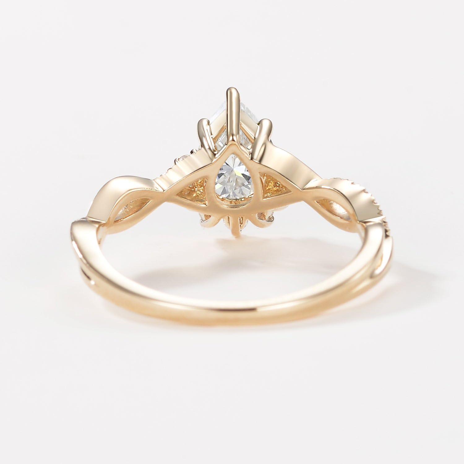 10K/14K/18K Solid Gold 1CT Pear-cut Gemstone Vintage Engagement Ring for Women Birthstone Wedding Promise Anniversary Rings for Her Wife Bridal Size 4~12 - Image 5