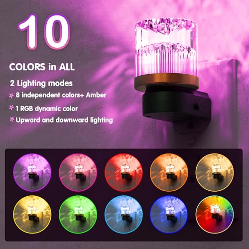 l lohas led night light night lights plug into wall with 10 color change rbg nightlight plug in wall built in dusk to dawn sensor for hallway bathroom rooms 2 pack