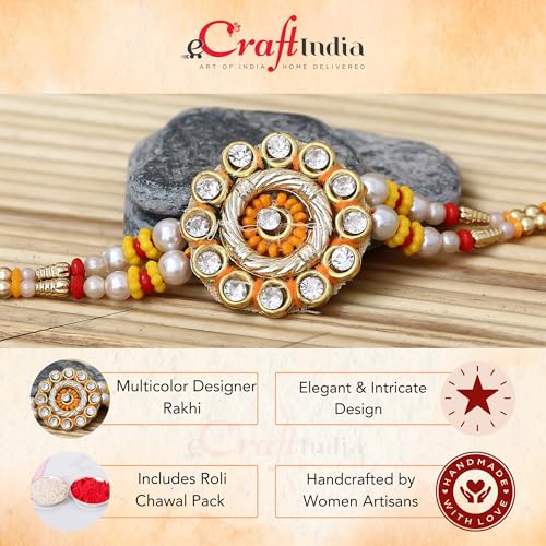 Image of eCraftIndia Unisex Adult Designer Rakhi And Roli Tikka Matki