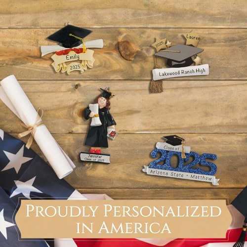 Image of Personalized Graduation Gift, Class of 2027 or 2026 Ornament, Grad Cap