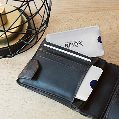 kwmobile 5 Pieces Credit Card Sleeves - ATM, Debit Card, ID Card, Driver's License Holder Inserts with RFID Blocker - Silver2