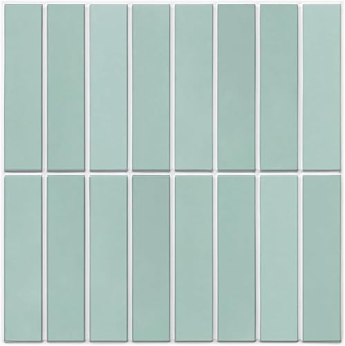 Commomy Azulejos de pared 3D para despegar y pegar, 11.8 x 11.8 pulgadas, color verde mate ultraliviano, 3D, azulejos adhesivos 3D para cocina,