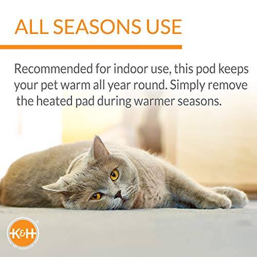 K&H Pet Products Thermo-Kitty Mod Dream Pod Heated Cat Bed For Large Cats, Indoor Heated Cat Cave, Thermal Cat Mat Hideaway For Small Or Large Cats And Kittens 22 Inches Green/Black #TOP3