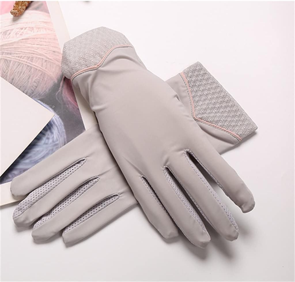 Women's Thin Driving Ice Silk Touch Screen Short Spring and Autumn Cycling Gloves