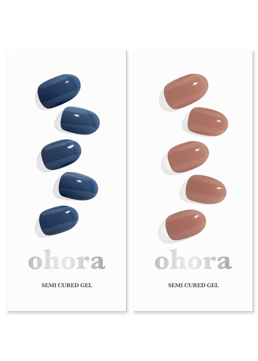 ohora Semi Cured Gel Nail Set of 2 (N Cream Indigo & N Bare Brick) - Professional Salon-Quality Nail Care