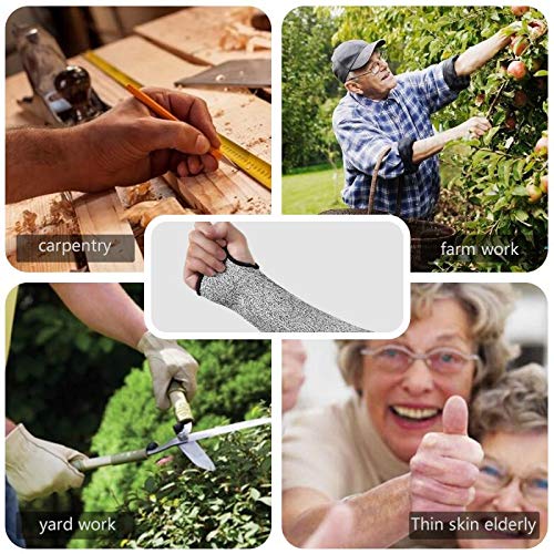 Cut Resistant Sleeves With Thumb Hole, Arm Protection Knit Sleeves , Level 5 Protection, Slash Resistant Safety Protective Sleeves, Grey, 1 Pair #TOP7