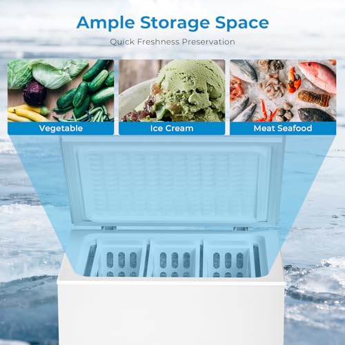 Antarctic Star Chest Freezer 5.0 Cubic Feet Compact Freezer with Removable Baskets, Top Open Door Deep Freezer, Adjustable Temperature for Home Dorm, Bar, Basement, Kitchen, White - Thumbnail 6