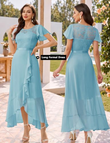 Image of BeryLove Formal Dresses for Women 2026 Wedding Guest with Slit Cocktail Elegant Lace Long Prom Dress