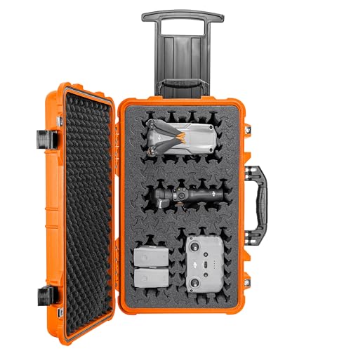 Eylar 22\" Carry-On Roller Hard Case With Ragar Reconfigurable & Reusable XP Crosslink Foam, Waterproof, Shockproof For Equipment, Drones And Cameras, TSA Standard (2 Ragar Layers) (Orange)