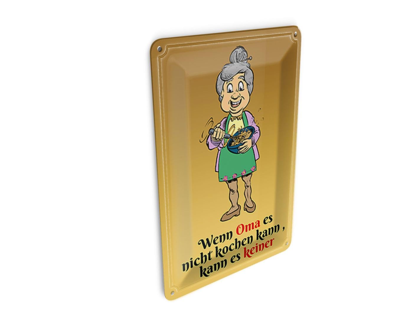 Femer Tin Postcard with German Text "Wenn Oma es nicht kochen kann Wenn Oma es nicht kochen kann [German Language]