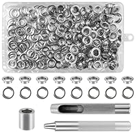 dabinzhijia 120pcs Ösen Werkzeug Kit, 8mm Ösen Set, Silber Metall Ösen Scheiben Ösenzange mit 3tlg Werkzeugset, Ösenzange Kit für DIY Clothing, Zelt, wasserdichte Plane, Vorhänge(8mm)
