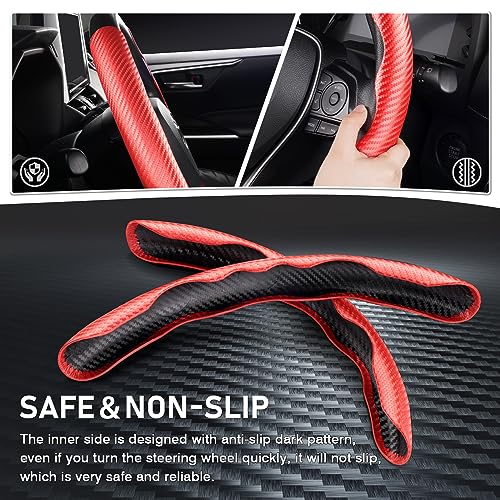 Image of Cartist Steering Wheel Cover, Carbon Fiber Steering Wheel Cover, Car Steering Wheel Cover for Men /Women, Anti-Slip, Comfortable Grip, Durable, Universal for 99% Car Interior Accessories (Red)