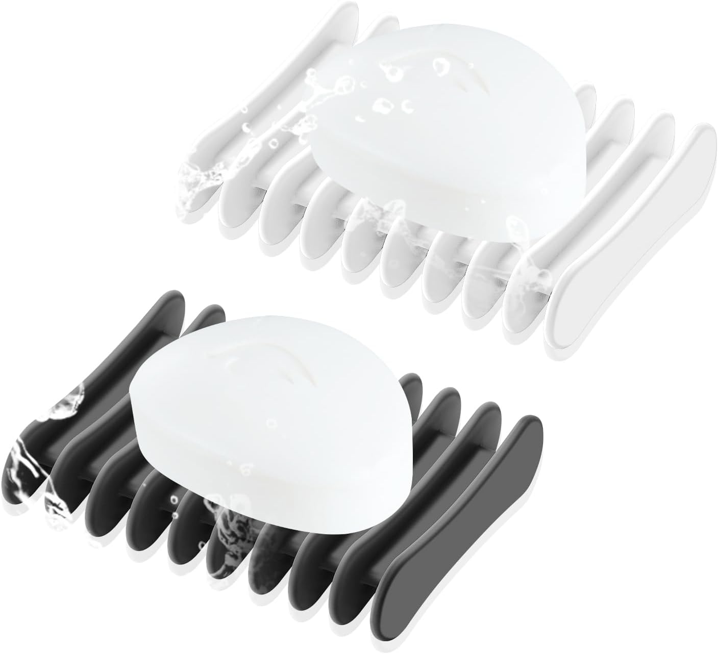 2 Pcs Self Draining Silicone Soap Holder - Waterfall Design Soap Dishes for Bathroom, Keeps Soap Bars Dry & Clean,White