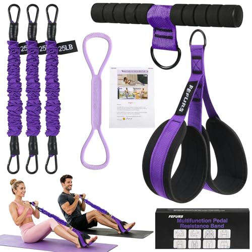 Image of Foot Pedal Resistance Band with Handle, Upgrade Full Body Workout for Men & Women, Core Abs Legs Glutes Arms, Pilates Strength Training Home Gym Equipment