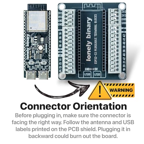 Image of Lonely Binary ESP32-S3 N16R8 Screwless Terminal Board for Arduino IDE | 16MB Flash, 8MB PSRAM, dual-core 240MHz; WiFi + BT 5.0 LE; dual USB-C (5V), VIN 5-12V; tool-free screwless terminals;