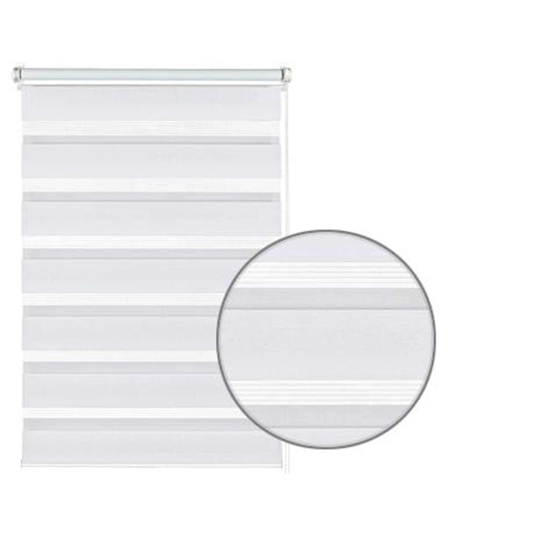 GARDINIA Doppelrollo zum Klemmen oder Kleben, Duo-Rollo ohne Bohren, Seitenzugrollo, Transparente und blickdichte Streifen, Weiß, 90 x 150 cm