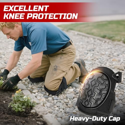 Image of Gel Knee Pads for Work, Professional Knee Pads for Men Women with Soft Foam, Heavy Duty Cap, Adjustable Straps, Quick-Fasten Buckle for Construction, Gardening, Welding, Roofing, Cleaning