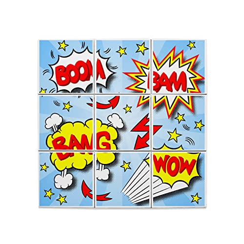 Carreaux Céramique BD Comics Pop Art 20x20 cm Lot de 9 Décoration Murale Salon