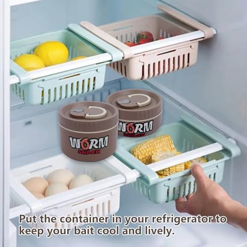 VKVXCLON 2Pcs Live Bait Storage,Fishing Bait Container, Stainless Steel Worm Storage Box, Nightcrawler Box, Bait Tank, Compact and Durable,Small and Portable, Keeps Bait Fresh and Alive (Khaki)