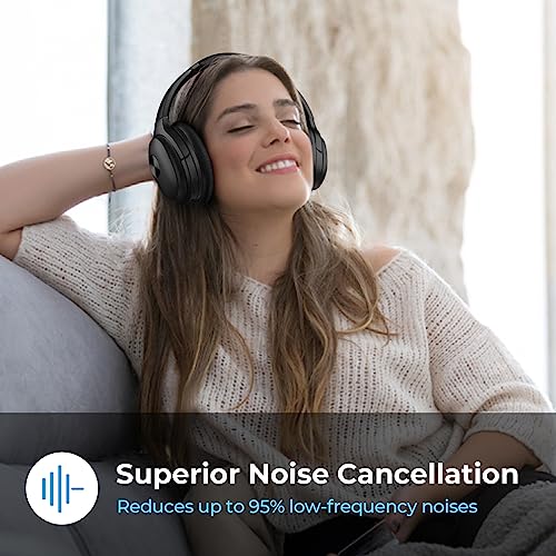 Image of SE7 Hybrid Active Noise Cancelling Over Ear Headphones, ENC Calls, Deep Bass, Bluetooth 5.2, 30H Playtime, Jet Black