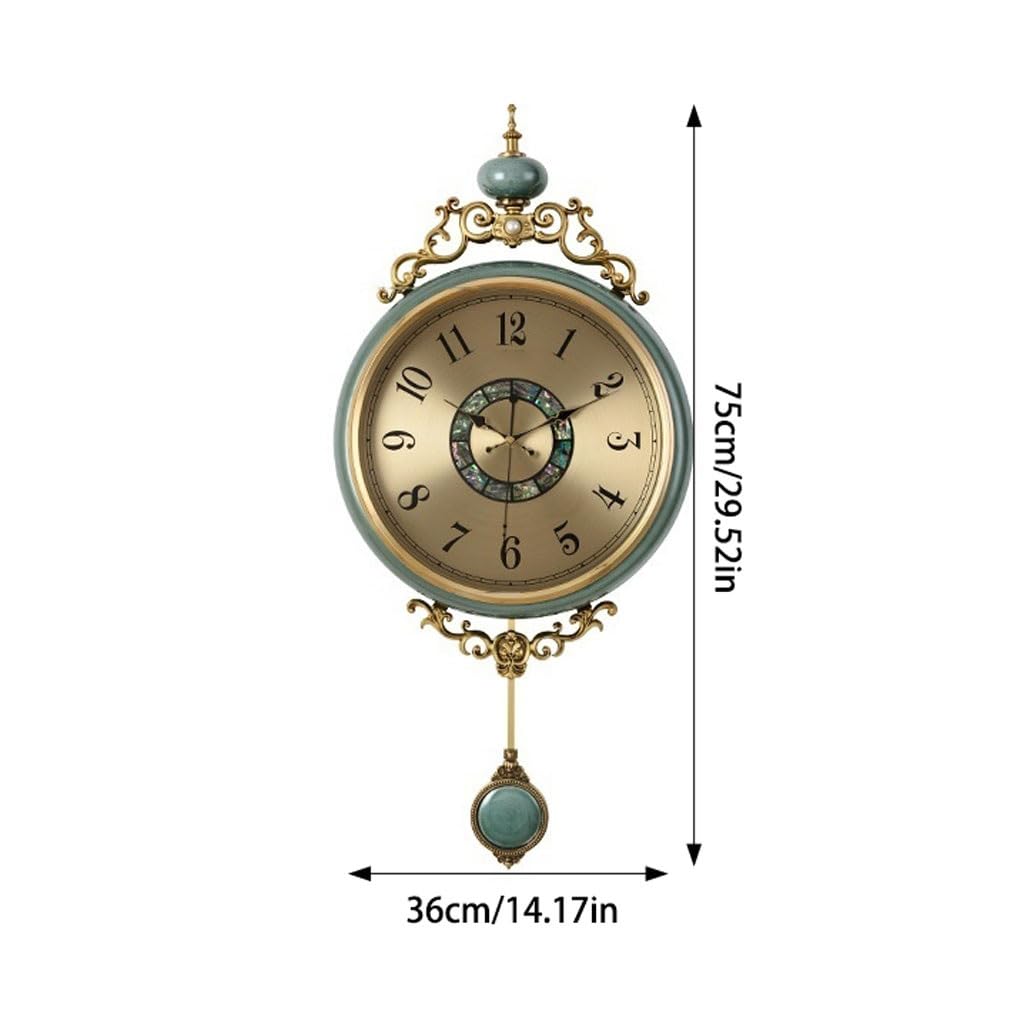 Relojes De Pared Reloj de pared decorativo de cerámica retro nórdico, reloj for sala de estar, colgante de pared, luz creativa, reloj de pared de lujo con fondo de TV Decoración De Habitaciones