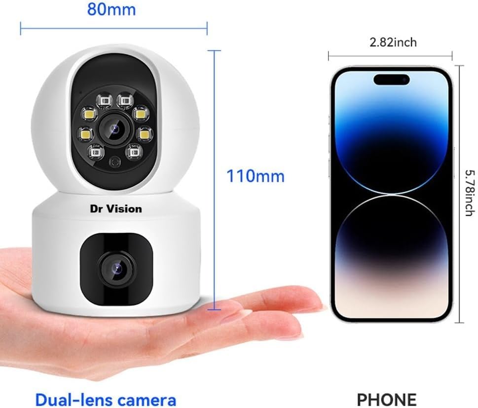 Image of Dr Vision 5MP Indoor WiFi Smart CCTV Camera for Home | Full HD | Color Night Vision | Motion Detection | Two Way Audio | Wireless Home Security Camera with Mobile App V380 Pro (CV Dual Lens)