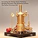 Retrol SE-03 Steam Engine Model Kit, 38PCS All Metal Working Mill Steam Engine with Vertical Boiler & Lamp Stand, Educational STEM Display Model Gift for Adults & Enthusiasts
