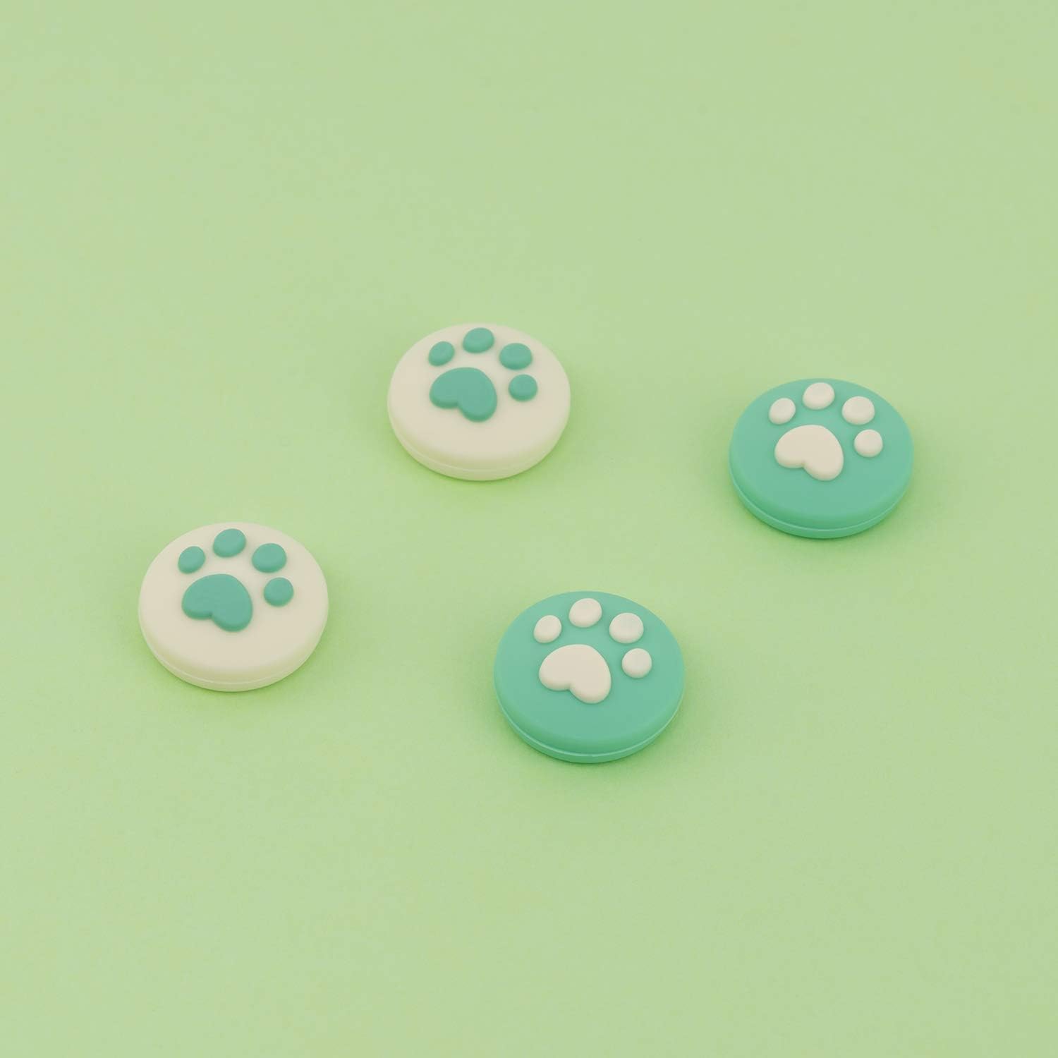 GeekShare Thumb Grips Compatible with Switch/OLED/Lite, 4PCS (Cat Paw Green) image 5