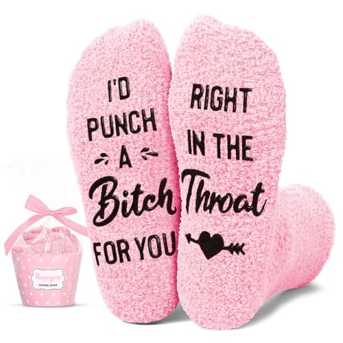 HAPPYPOP Funny Socks for Women - Gifts for Breast Cancer Patient Survivors, Bestfriend, Besties, BFF