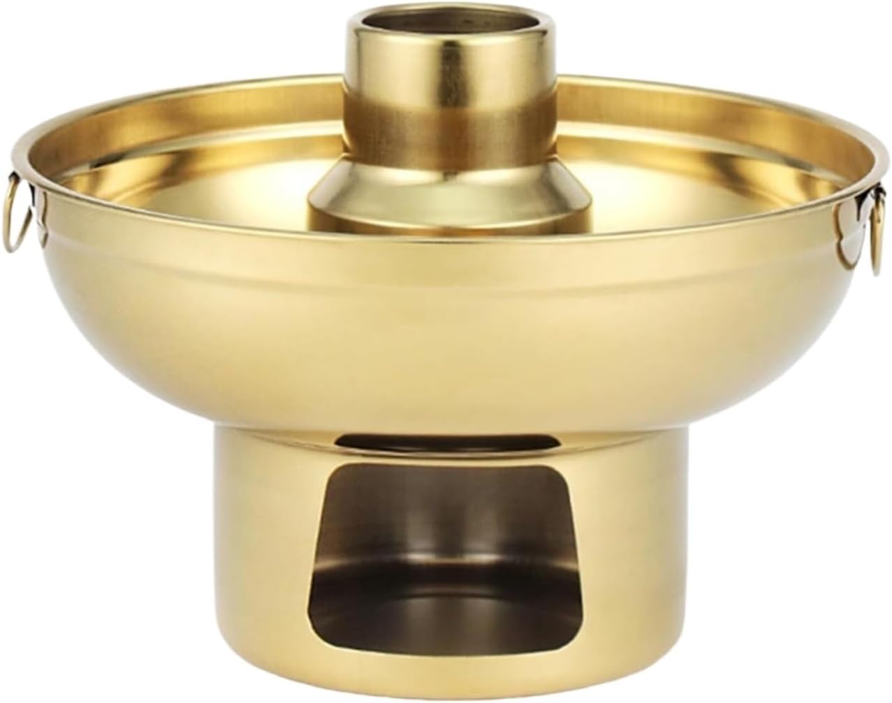 Olla Hot Pot de Acero Inoxidable Dorada 18cm para Fuego con Carbón