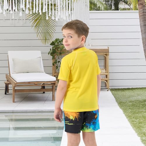 Boys Rash Guard One Piece Swimsuits Short Sleeve Swim Shirt for Kids4