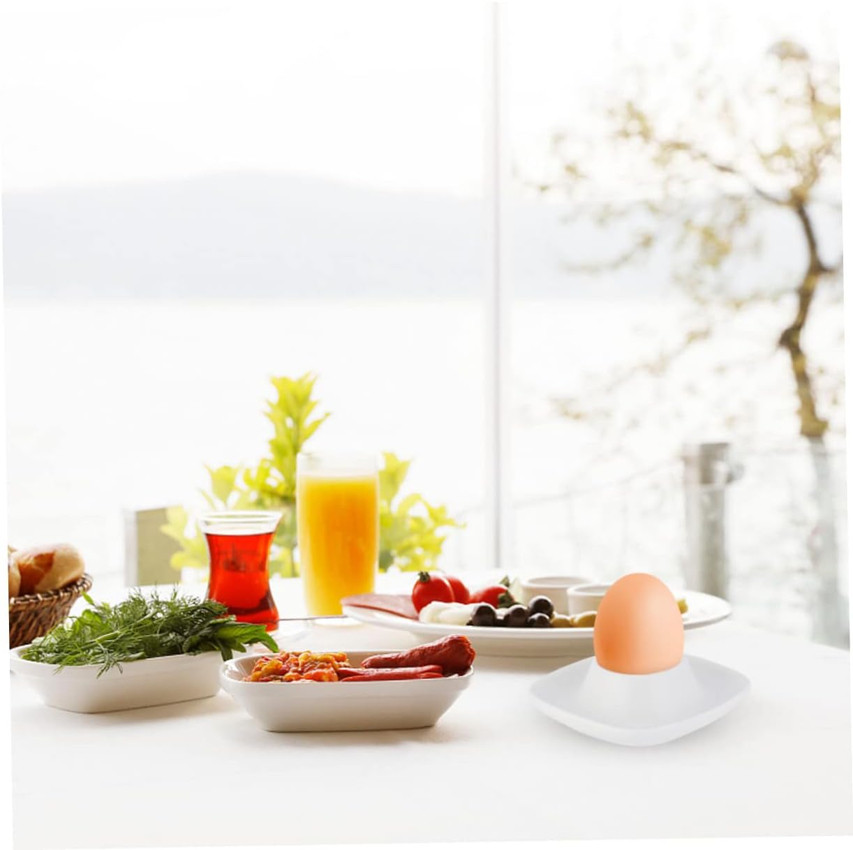 2pcs Ceramic Cups Tray Modern Design for Soft Boiled Eggs Easy to Clean for Breakfast Entertaining Stable Holder for Kitchen Use