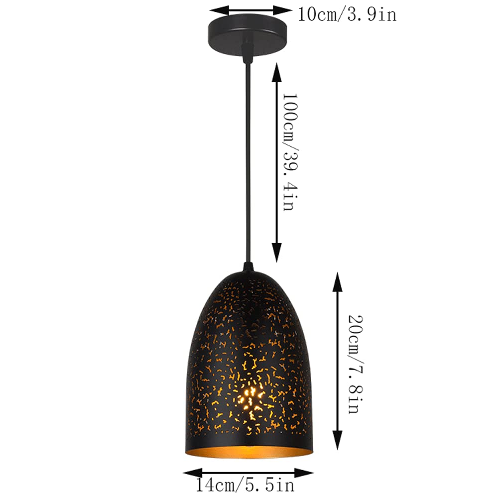 JMEDIC Luminaires Suspendus De Style Rétro Américain E26, Abat-Jour en Métal Noir, Lustre Décoratif De Bar Industriel, Lanterne De Suspension De Plafond Réglable en Hauteur, pour Îlot De Cuisine