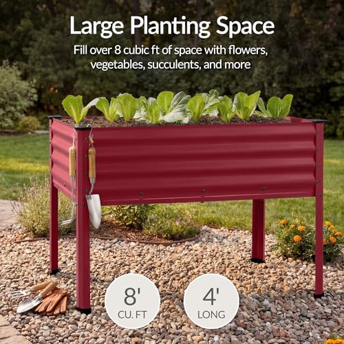 Image of Best Choice Products 48x24x30in Galvanized Raised Garden Bed, Metal Elevated Planter Box, Vegetable Garden for Backyard, Patio, Balcony, 100% Non Toxic Materials - Royal Red