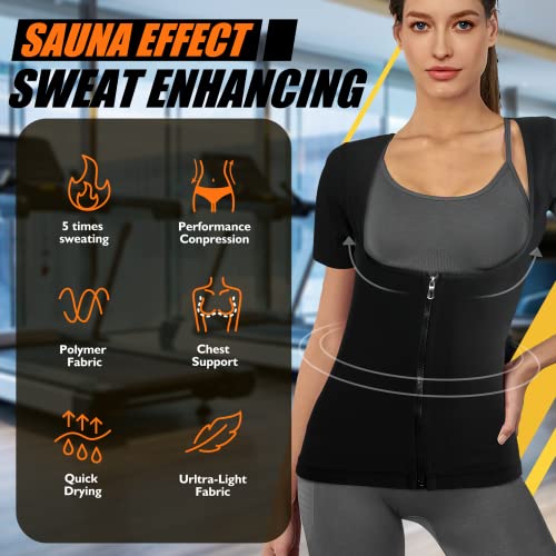 Joylivecy Sauna Suit For Women Weight Loss Sauna Shirt For Women Sweat Suit Waist Trainer Vest Fitness Body Shaper Zipper (Xx-Large) #TOP1