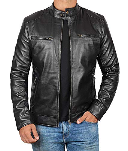 Decrum Mens Black Leather Jacket Men - Mens Leather Jacket | [1100124] Black