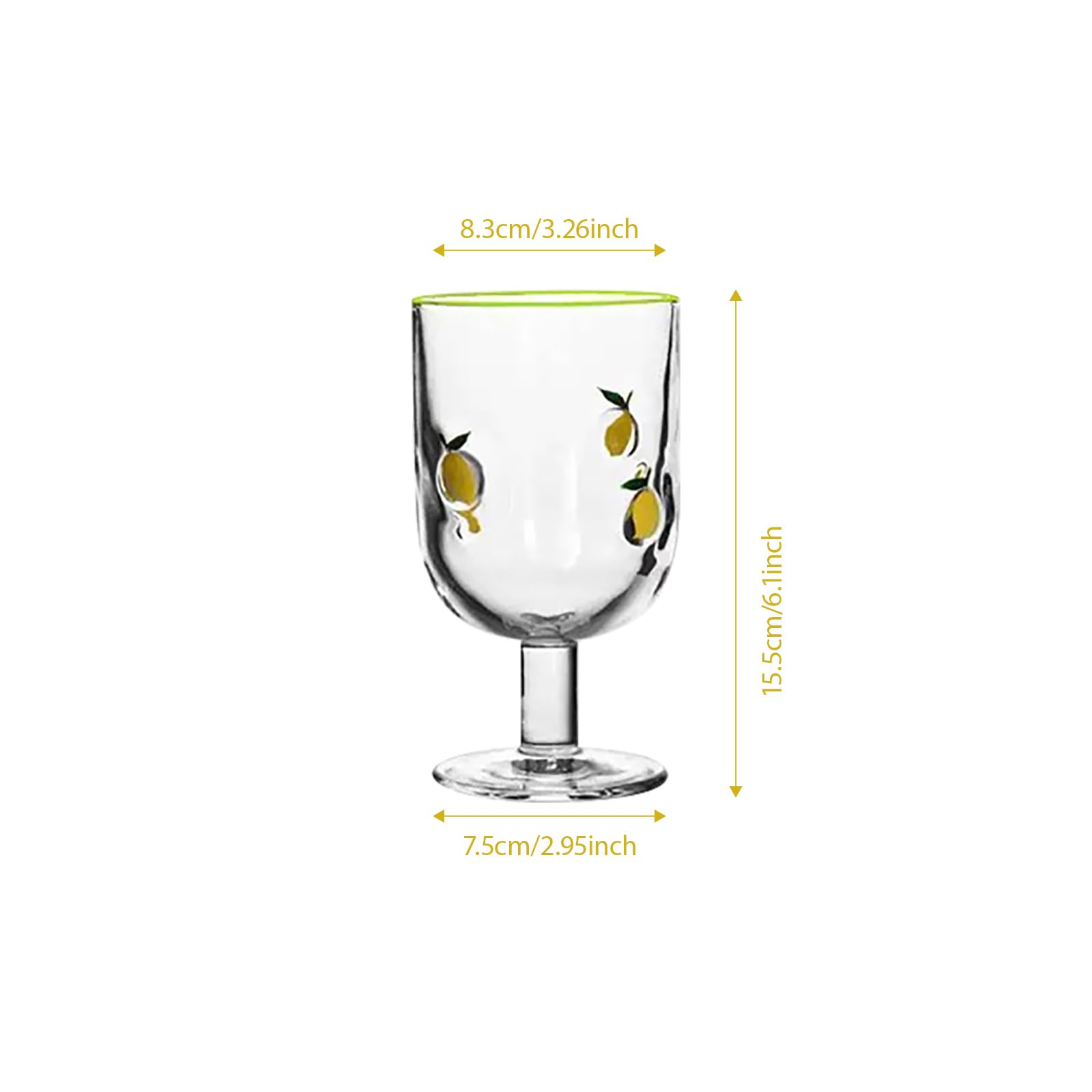 Set di 4 bicchieri in vetro resistenti a 360 gradi con motivo di limoni, per cocktail, decorazioni acquatiche e feste