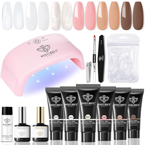 Modelones Polygel Kit Complet Ongles Extension Gel 6 Couleurs Tra...