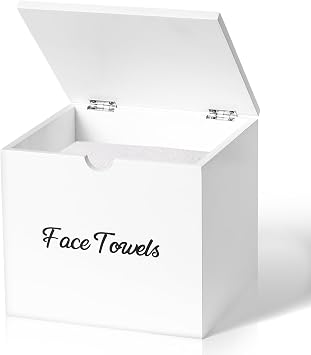 Wooden Disposable Face Towel Holder Compatible with Clean Towel XL, Clean Towels Xl Container for Bathroom Countertop, White Facial Towels Storage Box, Pine Wood