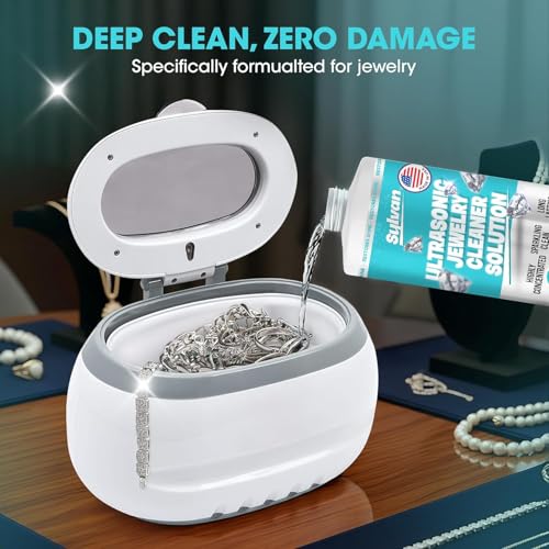 Ultrasonic Jewelry Cleaner Solution Concentrate + Free Polishing Cloth | 100+ Uses | 8 Oz | Made in The USA | Compatible with All Ultrasonic Cleaners | Cleaner Liquid | Rings, Necklaces & Eye Wear - Thumbnail 4